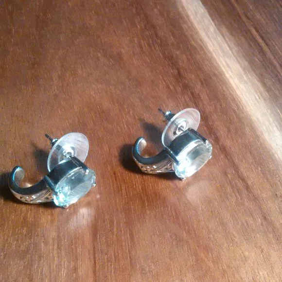 Montezuma Prasiolite Stainless Steel J-Hoop Earrings - Picture 7 of 8